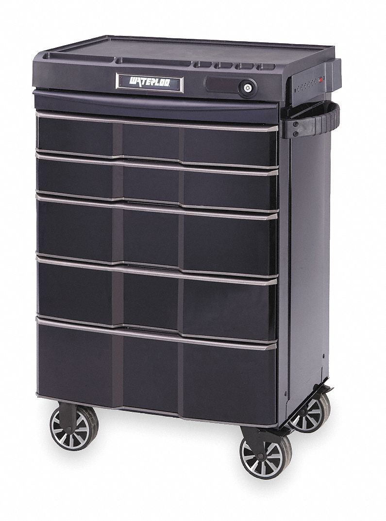 Waterloo Black Pearl Rolling Cabinet 42 H X 27 W X 21 D
