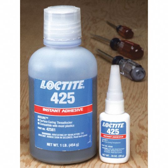 LOCTITE 425 Series MediumStrength Plastic Fastener Threadlocker, Blue