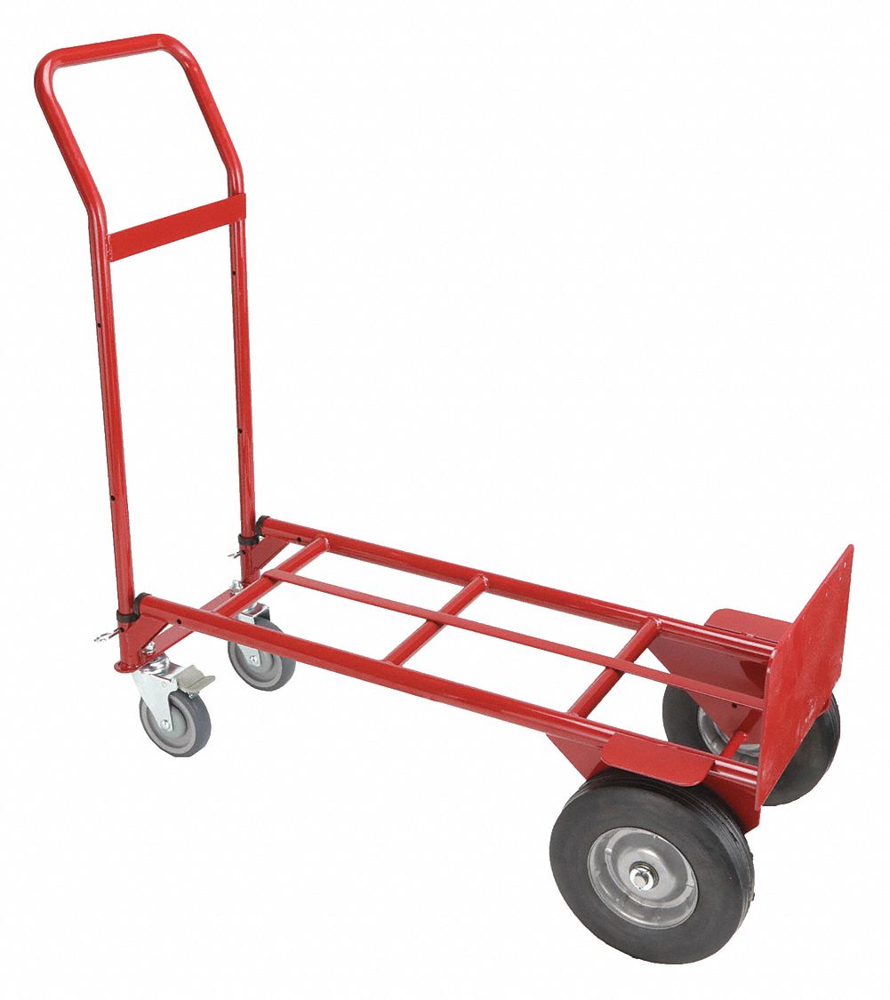 CONVERTIBLE HAND TRUCK, 14 IN X 8 IN, 38 IN X 13⅝ IN X 11 IN, SEMIPNUEMATIC RUBBER