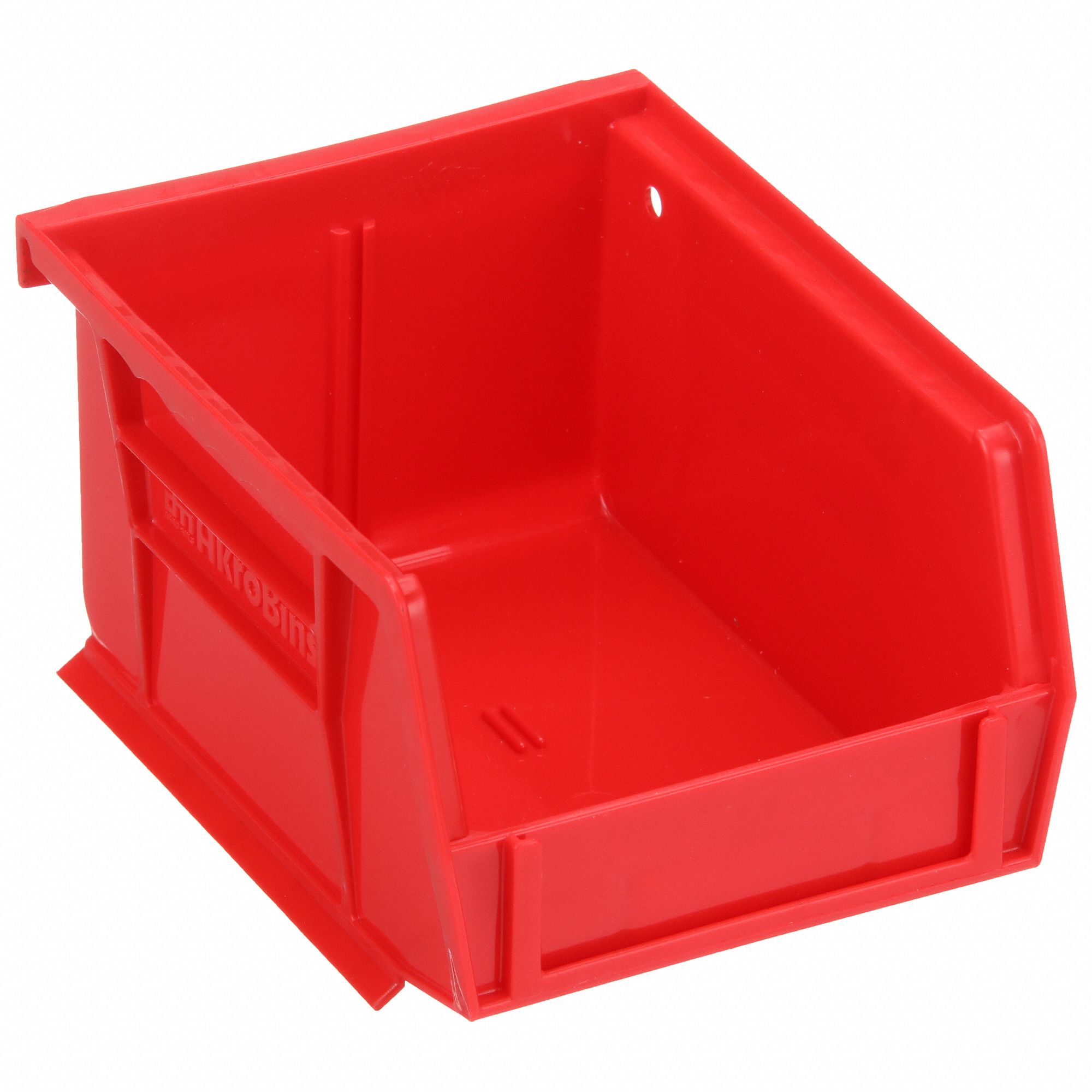 HANG AND STACK BIN, 4⅛ IN X 5⅜ IN X 3 IN, RED, LABEL HOLDERS, 10 LB LOAD CAPACITY