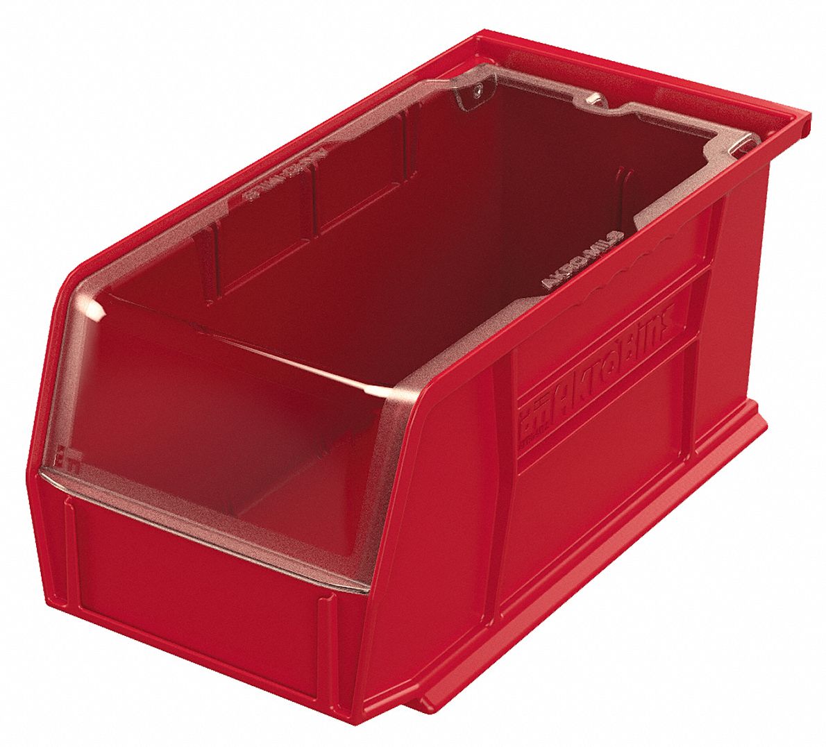 AKROMILS Hang and Stack Bin 5 1/2 in x 10 7/8 in x 5 in, Red, Label