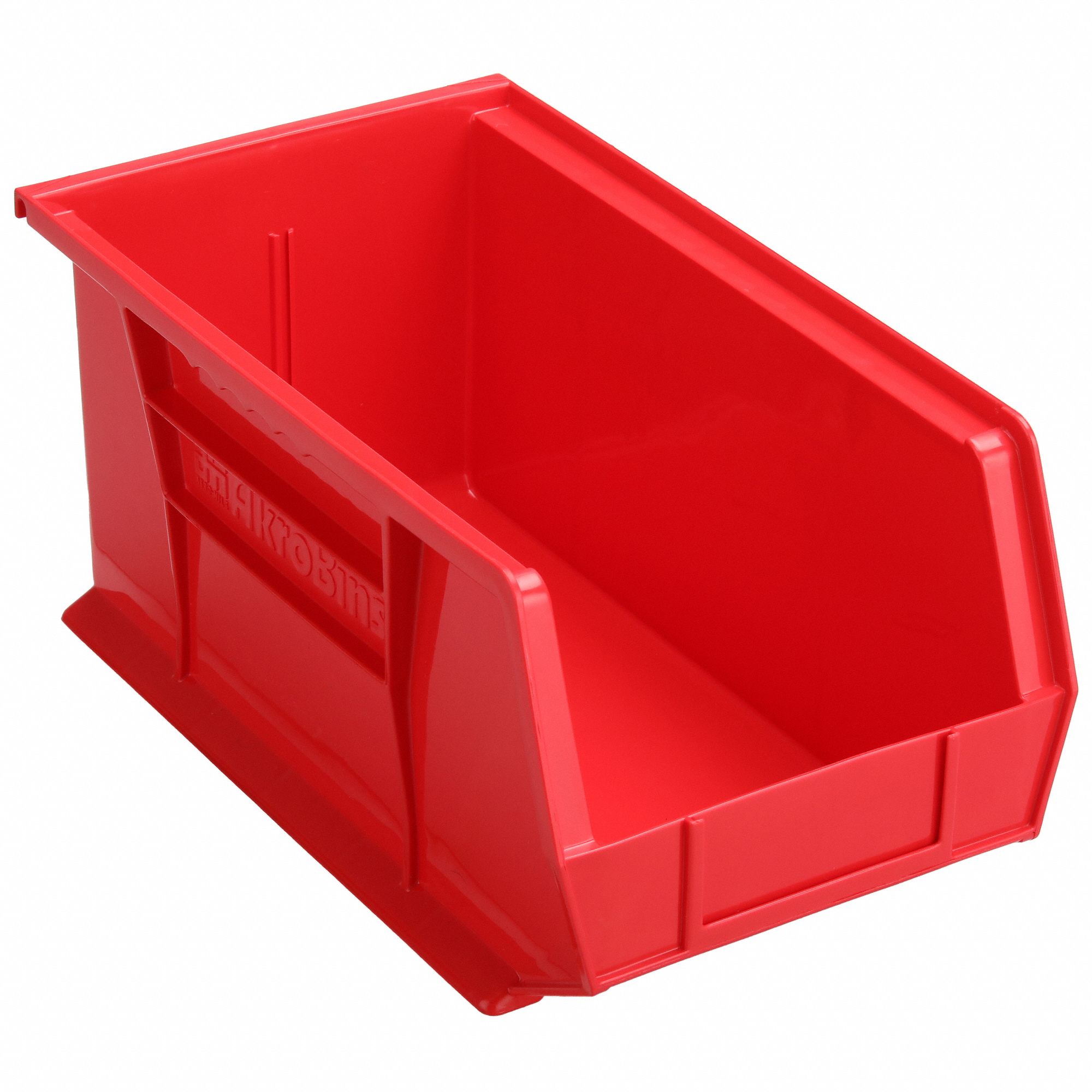 HANG AND STACK BIN, 8¼ IN X 14¾ IN X 7 IN, RED, LABEL HOLDERS, 60 LB LOAD CAPACITY
