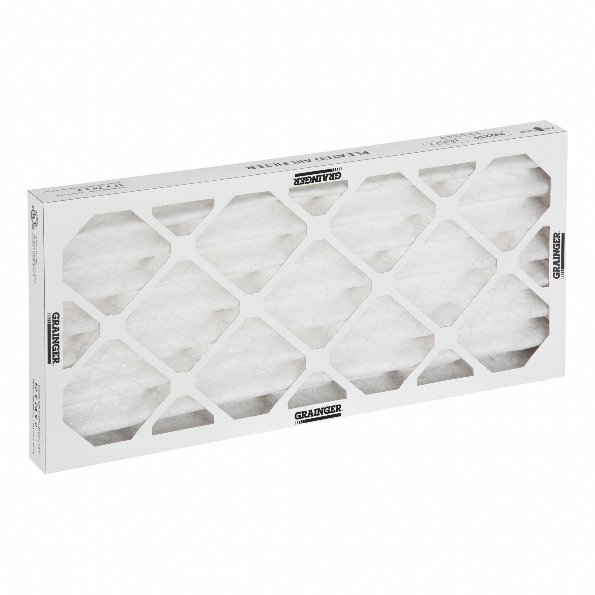 Pleated Air Filter: 12 in x 24 in x 2 in, MERV 8, Gen Use