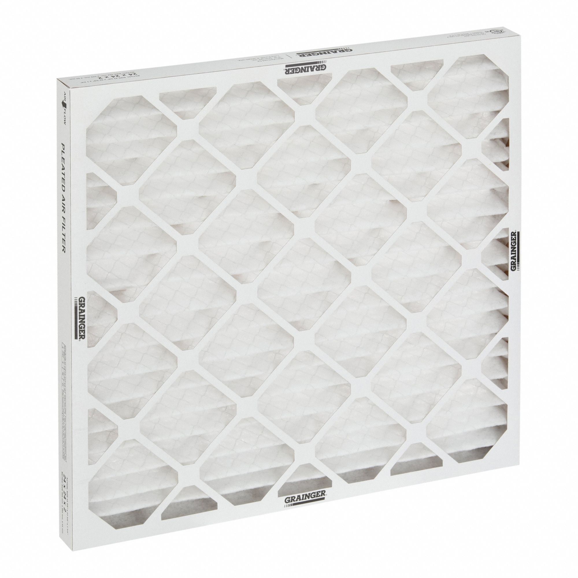 Pleated Air Filter: 24 in x 24 in x 2 in, MERV 8, Gen Use