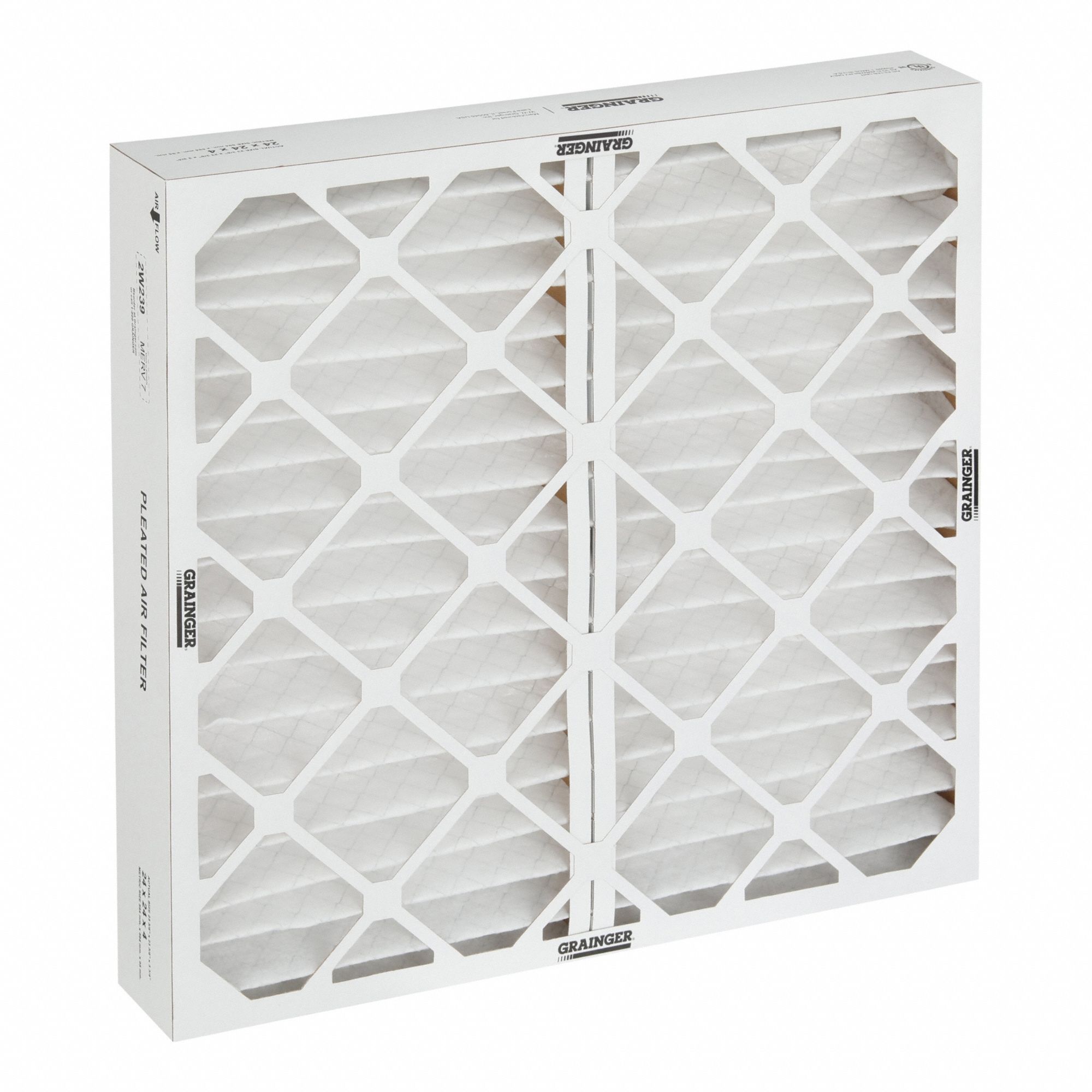 Pleated Air Filter: 24 in x 24 in x 4 in, MERV 8, Gen Use