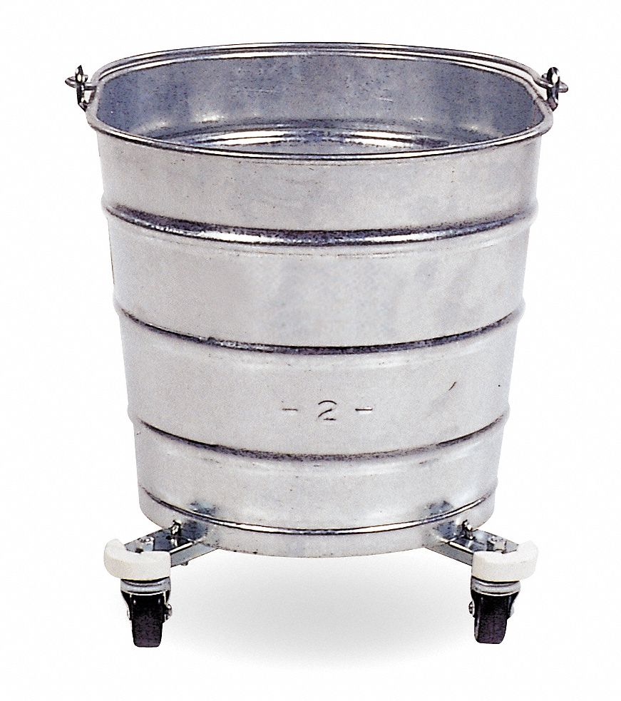 Mop Buckets; 304 Stainless Steel, 8 Gallon, Round, 2 Casters, GR-2221