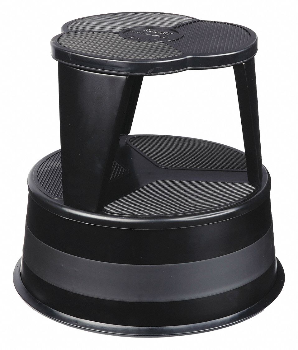 CRAMER Round Office Stool: 2 Steps, 14 1/4 in Top Step Ht, 16 in Bottom Wd,  350 lb Load Capacity