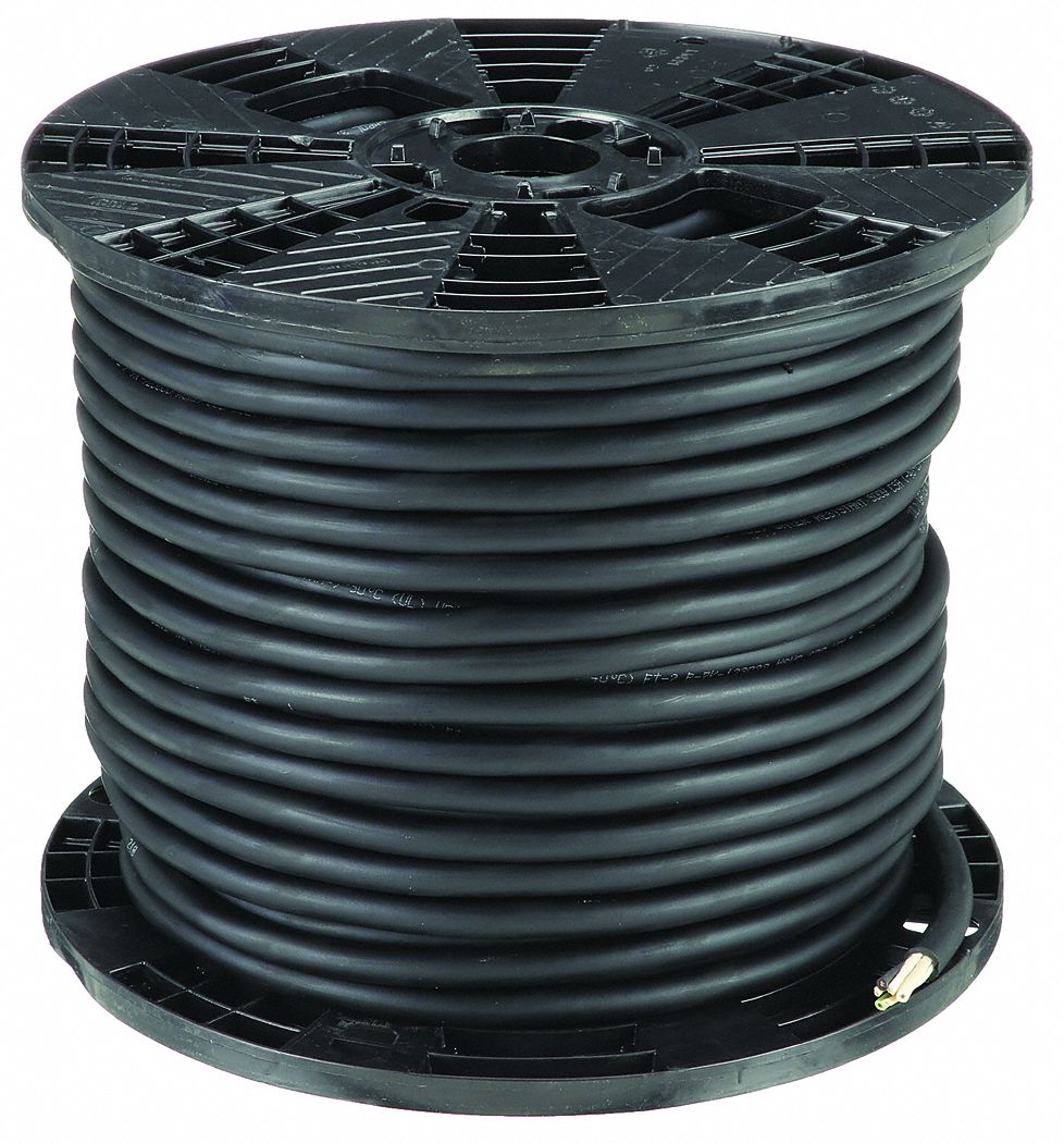 Portable Cord: SOOW, 600 V, 3 Conductors, 16 AWG, Black Jacket, 250 ft Overall Lg