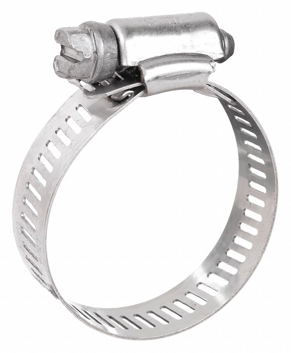 WORM GEAR HOSE CLAMP, 201 STAINLESS STEEL, PERFORATED BAND, ⅜ IN TO 7/8 IN CLAMPING DIA, 10 PK