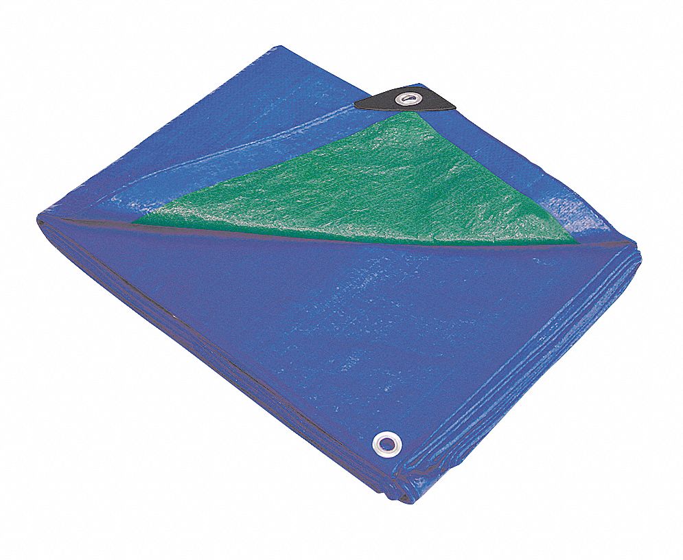 GRAINGER APPROVED Tarp Std Duty, 10 x 12 ft Cut Size, 9 ft 6 in x 11 ft 4 in Finished Size, 5.1