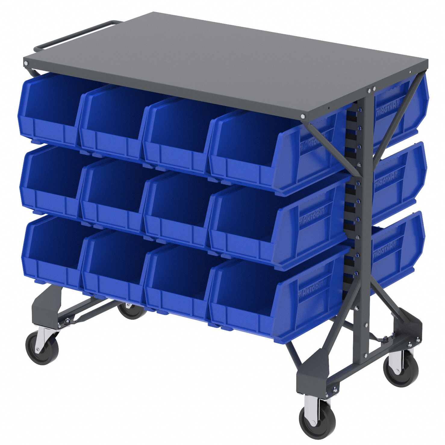 AKRO-MILS Hang and Stack Bin: 8 1/4 in x 14 3/4 in x 7 in, Blue, Label ...