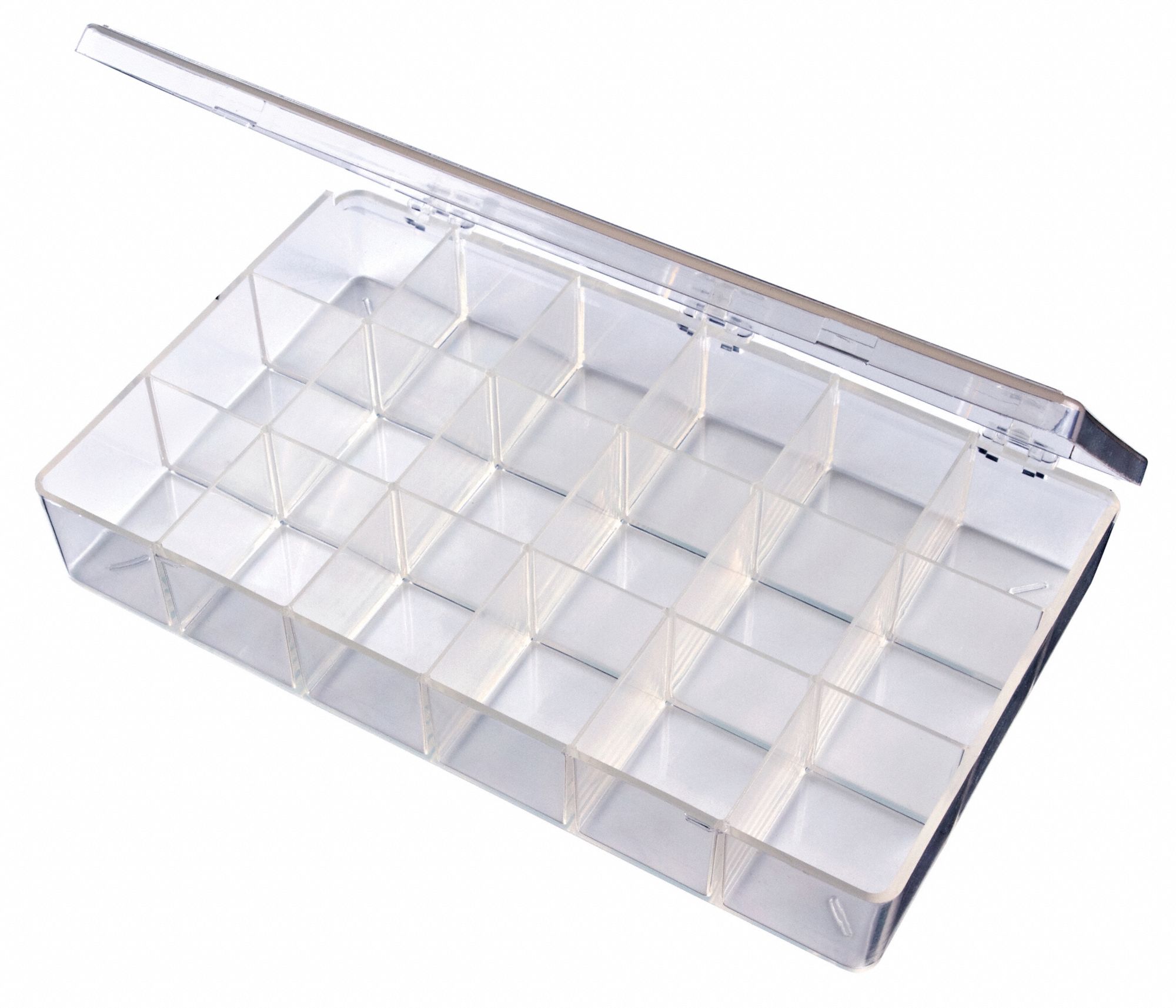 FLAMBEAU Compartment Box: 10 3/4 in x 1 7/8 in, Clear, 18 Compartments ...