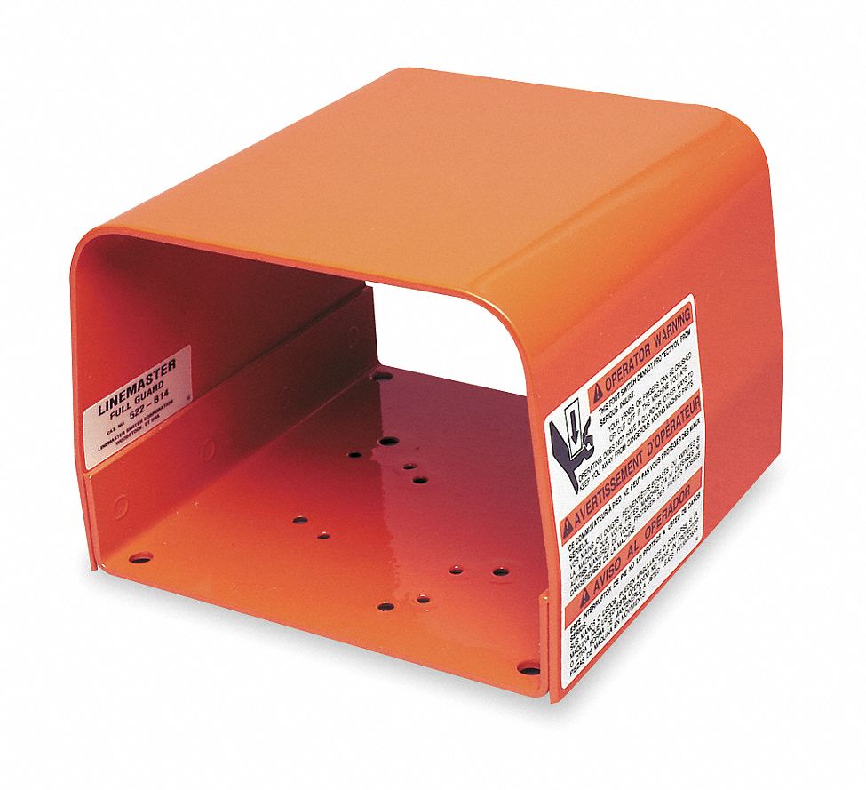 LINEMASTER Orange Steel Foot Switch Guard, 6 in Length, 6 in Width, 4 1