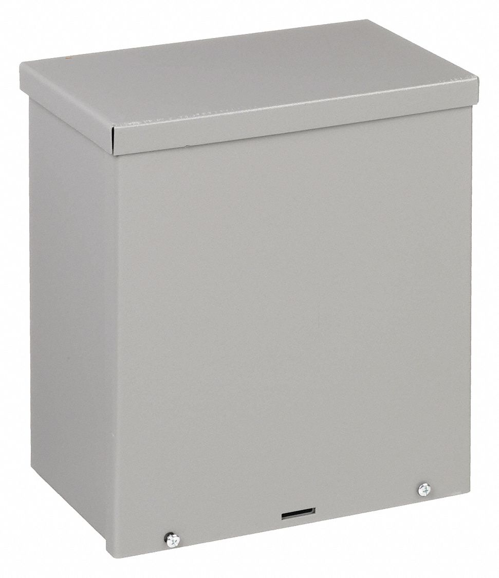 Enclosure: Steel, 10 in x 8 in x 4 in, 3R, Solid Cover, Screw On, Included, Painted