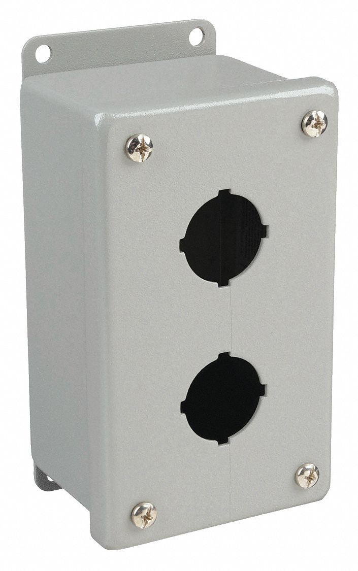 Push Button Enclosure: 30mm, 2 Holes, Carbon Steel, NEMA 4