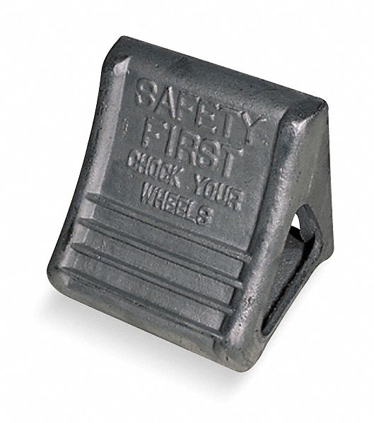 WHEEL CHOCK, CAST IRON, 8⅜ IN OVERALL L, 8½ IN OVERALL W, 7¼ IN OVERALL H, 1 CHOCK