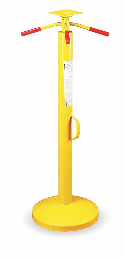 TRAILER STABILIZING JACK, SPIN-TOP, 5,000 LB MAX LIFTING CAPACITY, 44 IN MIN LIFT H, ROUND, YELLOW