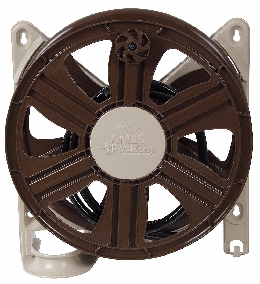 AMES REELEASY WALL MOUNTED HOSE REEL WITH LEADER HOSE AND COUPLING