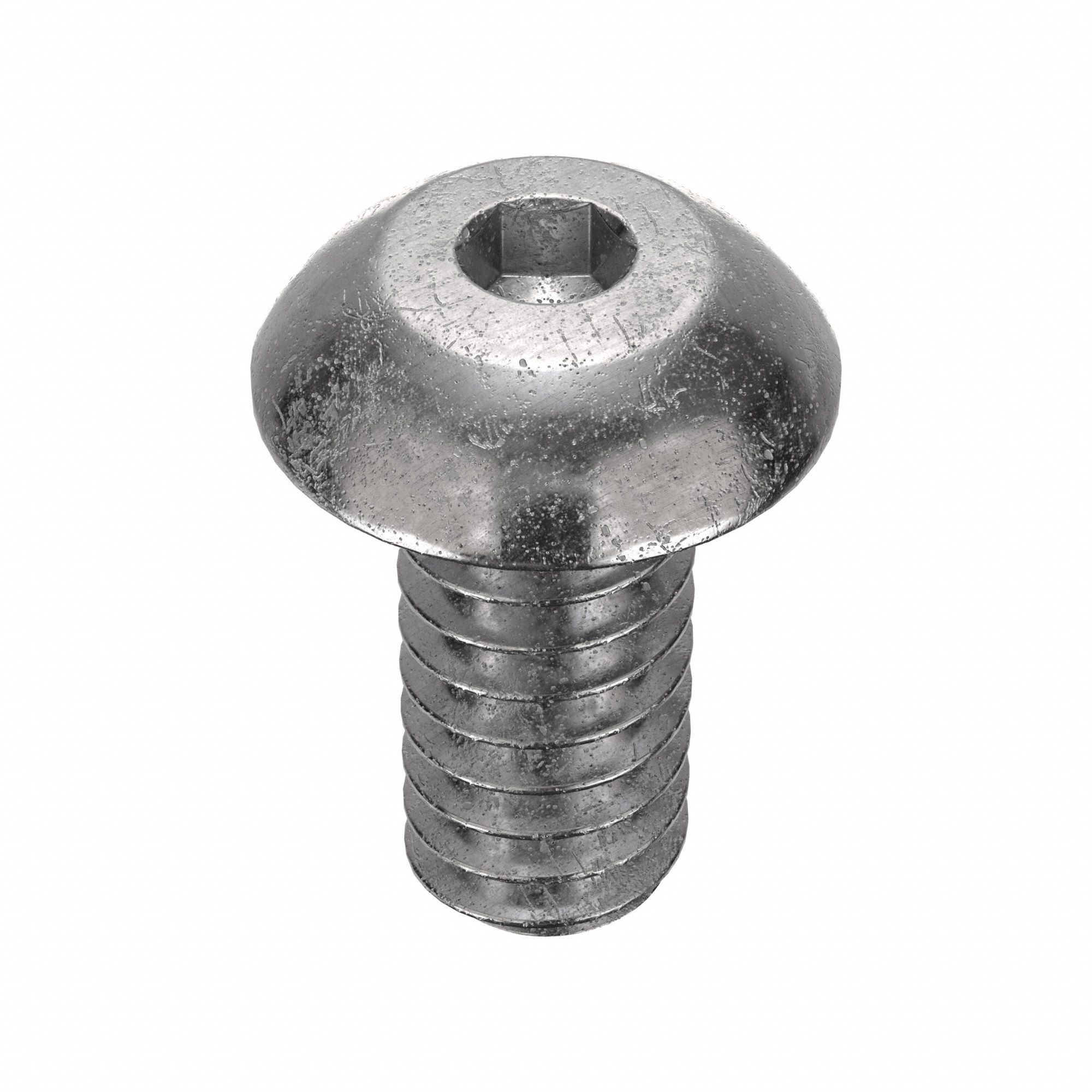 Socket Head Cap Screw: #2-56 Thread Size, 3/16 in Lg, Button, Plain, Stainless Steel, 18-8, 100 PK