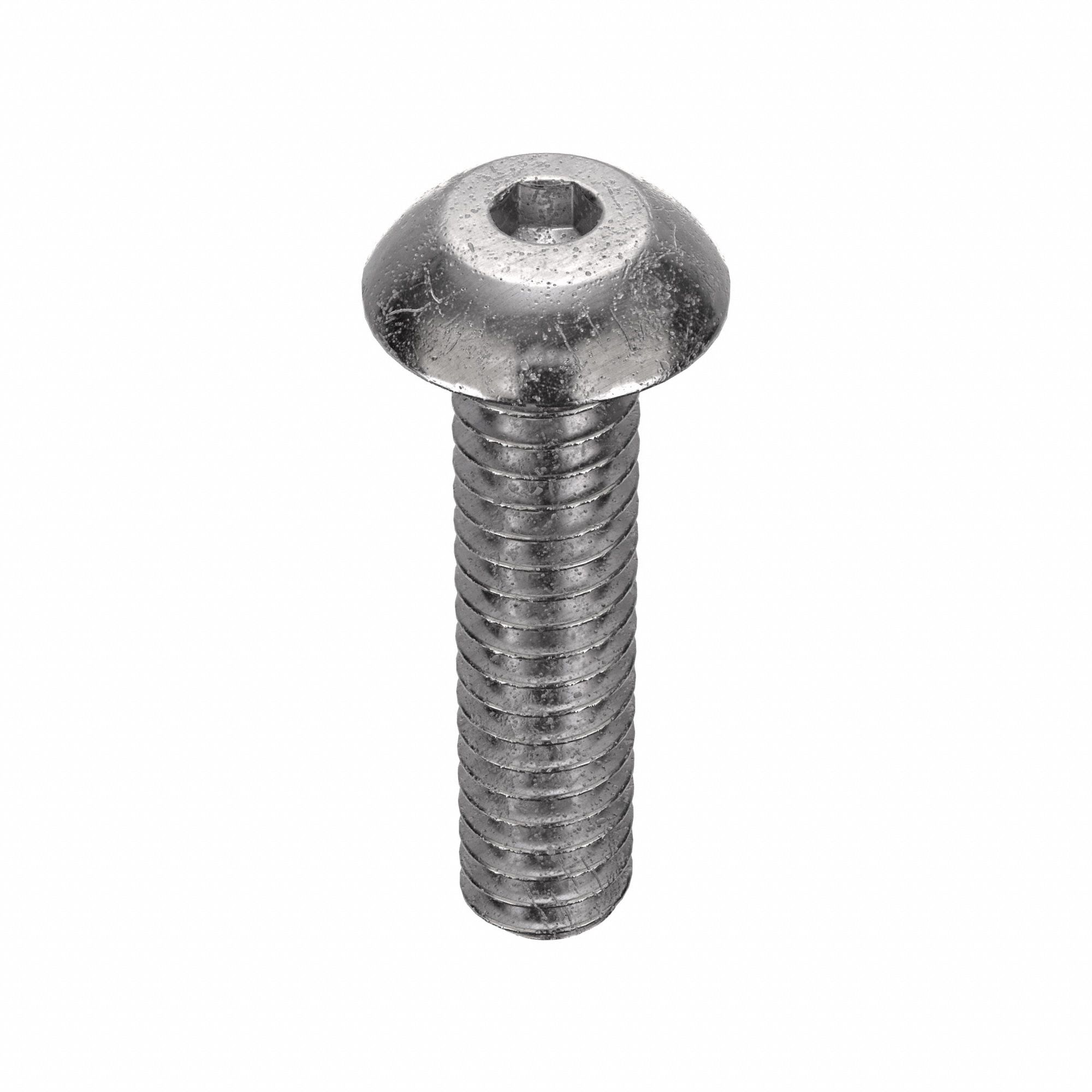 Socket Head Cap Screw: #2-56 Thread Size, 3/8 in Lg, Button, Plain, Stainless Steel, 18-8, 100 PK