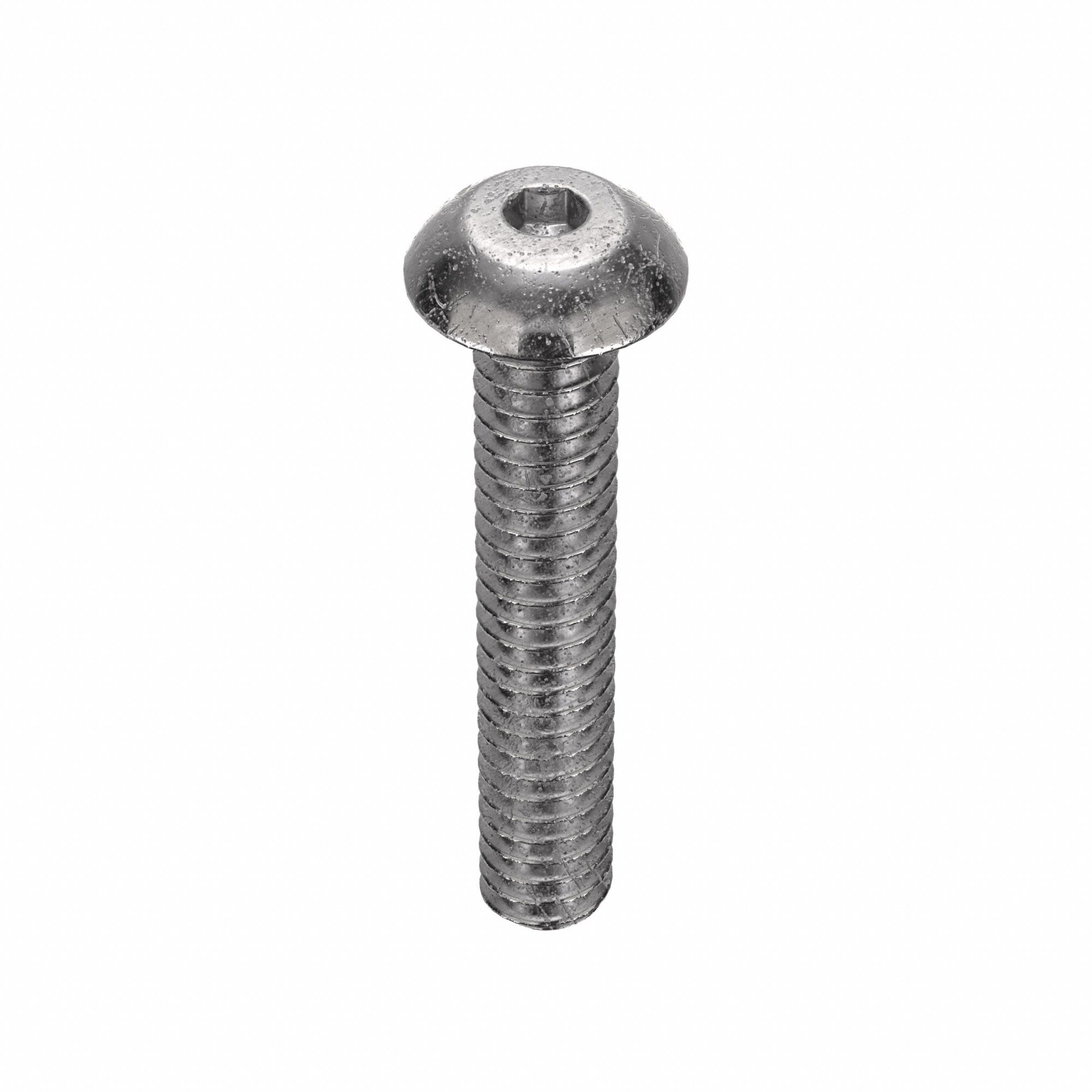 Socket Head Cap Screw: #2-56 Thread Size, 1/2 in Lg, Button, Plain, Stainless Steel, 18-8, 100 PK