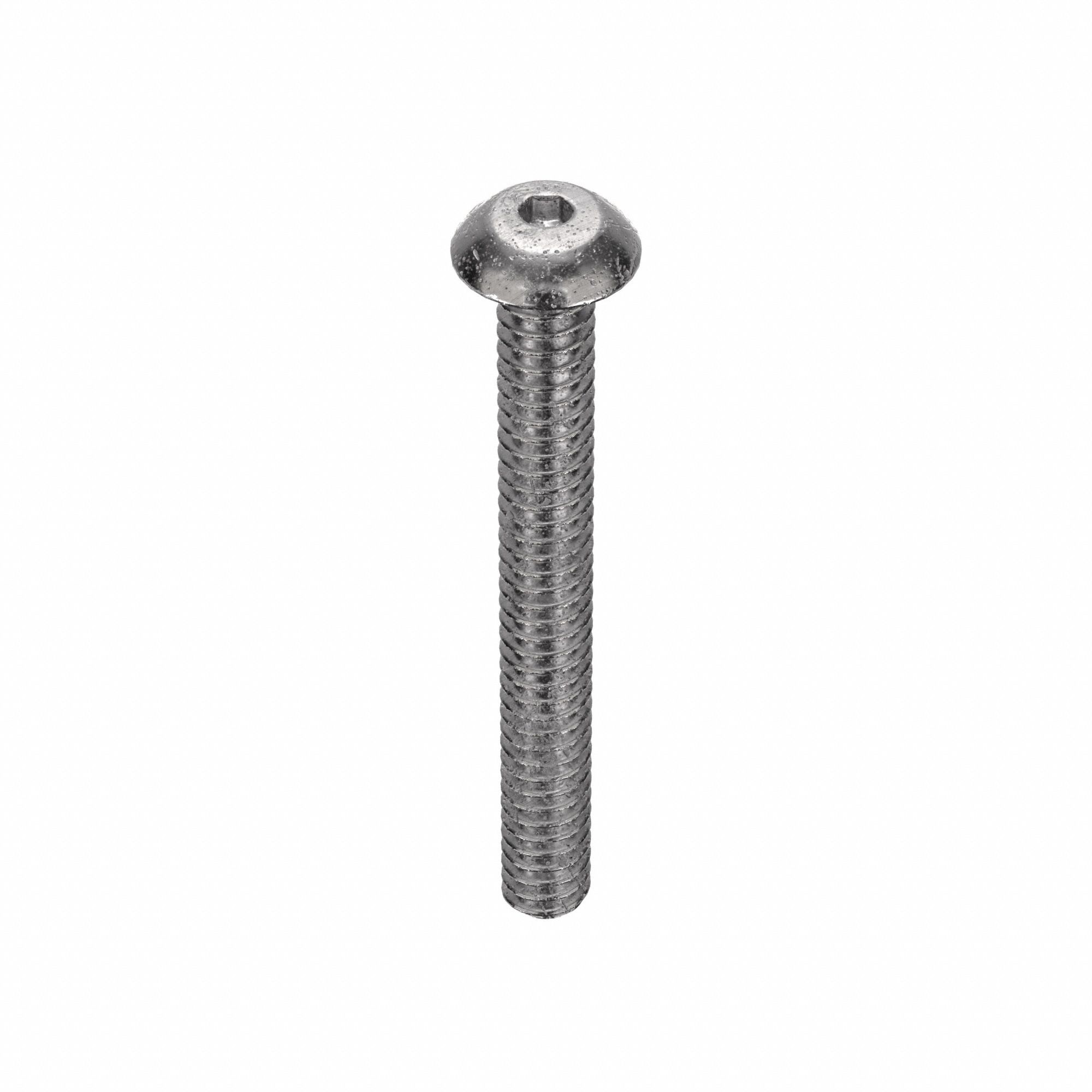Socket Head Cap Screw: 3/8"-16 Thread Size, 3 in Lg, Button, Plain, Stainless Steel, 18-8, 10 PK