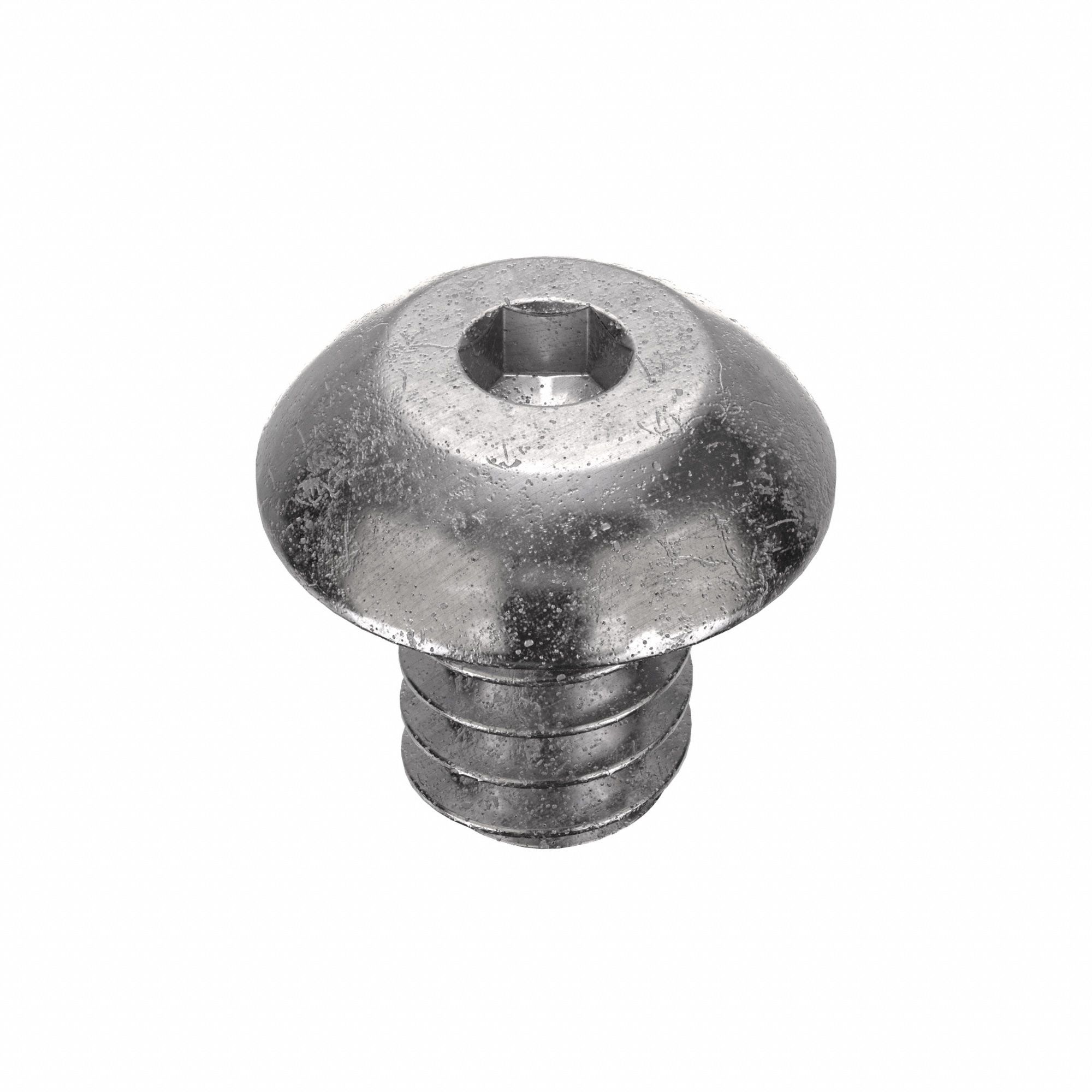Socket Head Cap Screw: #6-32 Thread Size, 3/16 in Lg, Button, Plain, Stainless Steel, 18-8, 100 PK