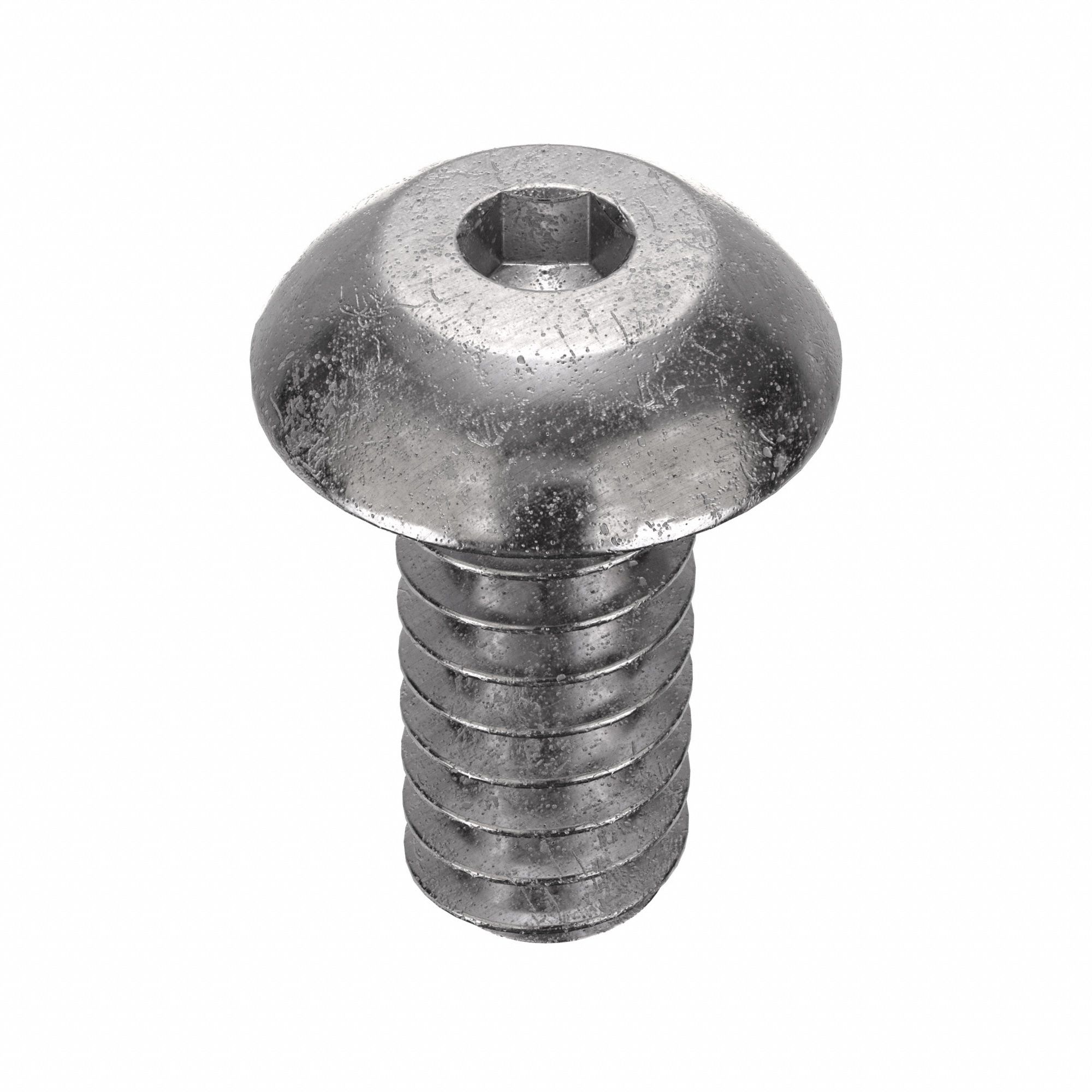 Socket Head Cap Screw: #6-32 Thread Size, 5/16 in Lg, Button, Plain, Stainless Steel, 18-8, 100 PK