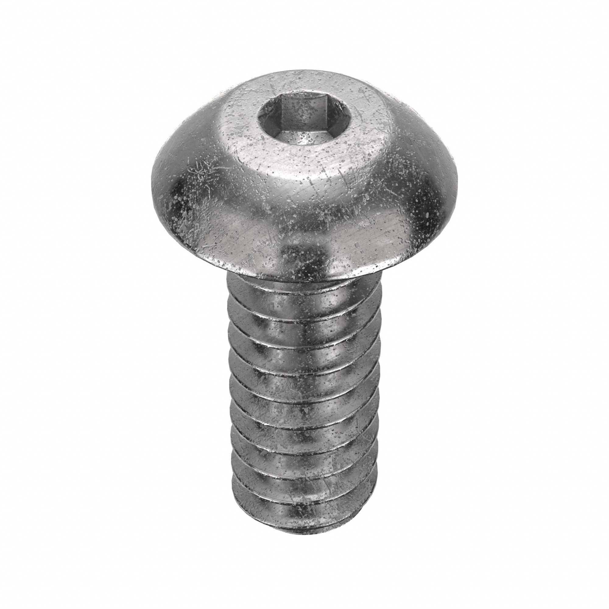 Socket Head Cap Screw: #6-32 Thread Size, 3/8 in Lg, Button, Plain, Stainless Steel, 18-8, 100 PK