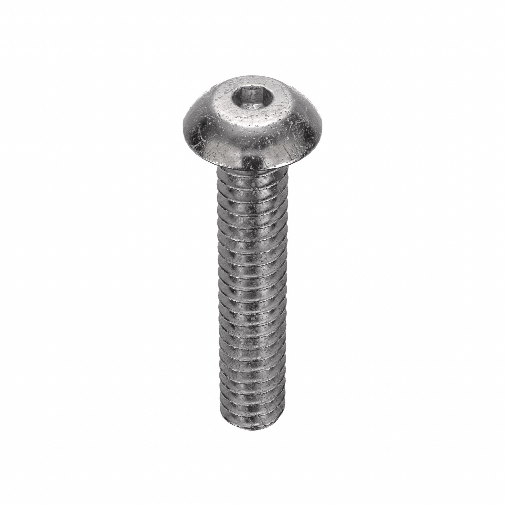 Socket Head Cap Screw: #6-32 Thread Size, 3/4 in Lg, Button, Plain, Stainless Steel, 18-8, 100 PK