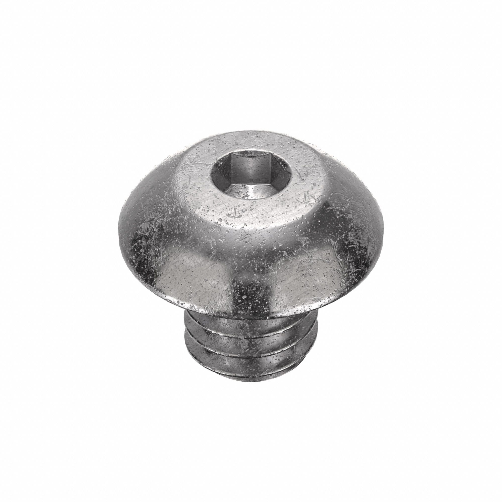 Socket Head Cap Screw: #8-32 Thread Size, 3/16 in Lg, Button, Plain, Stainless Steel, 18-8, 100 PK