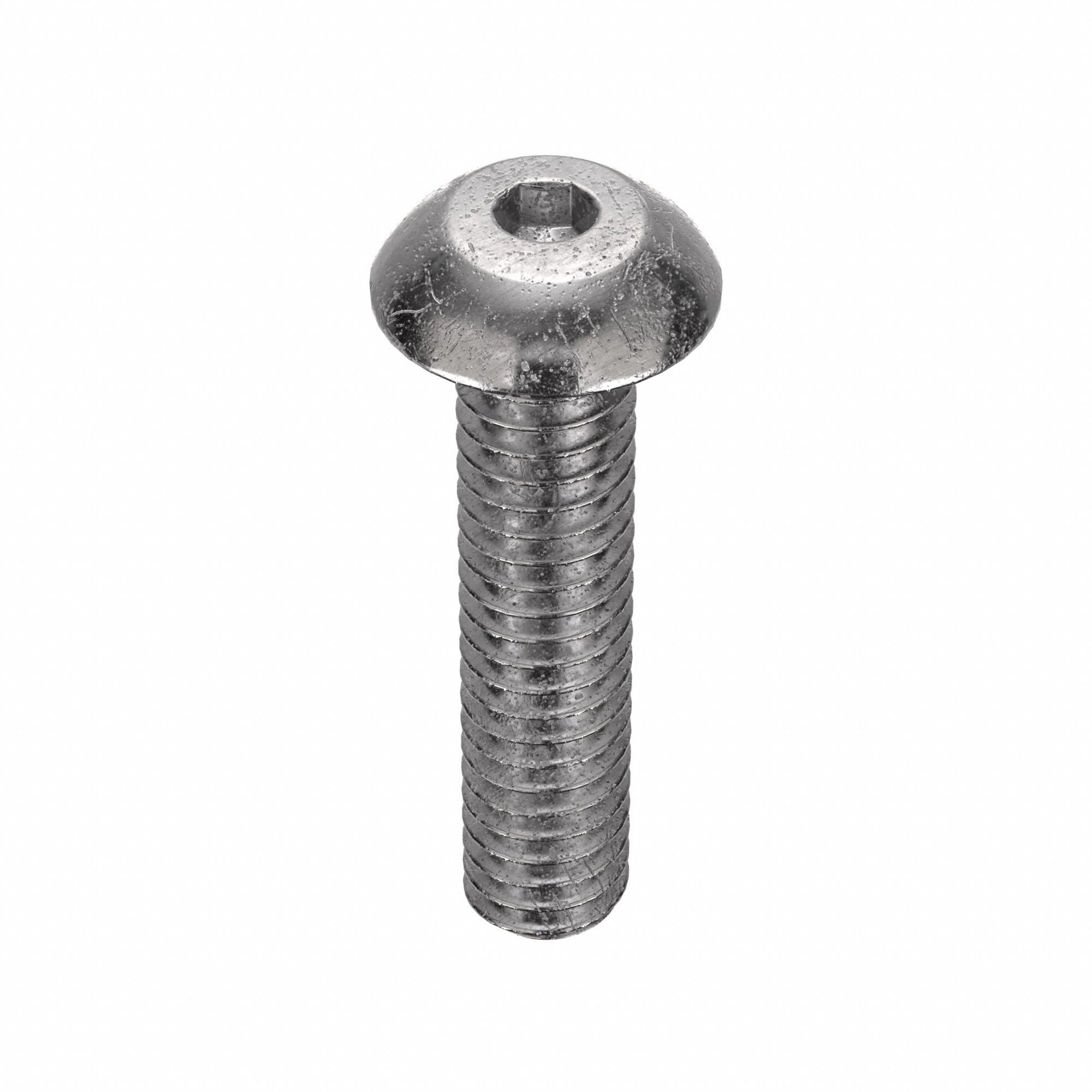 Socket Head Cap Screw: #8-32 Thread Size, 3/4 in Lg, Button, Plain, Stainless Steel, 18-8, 100 PK