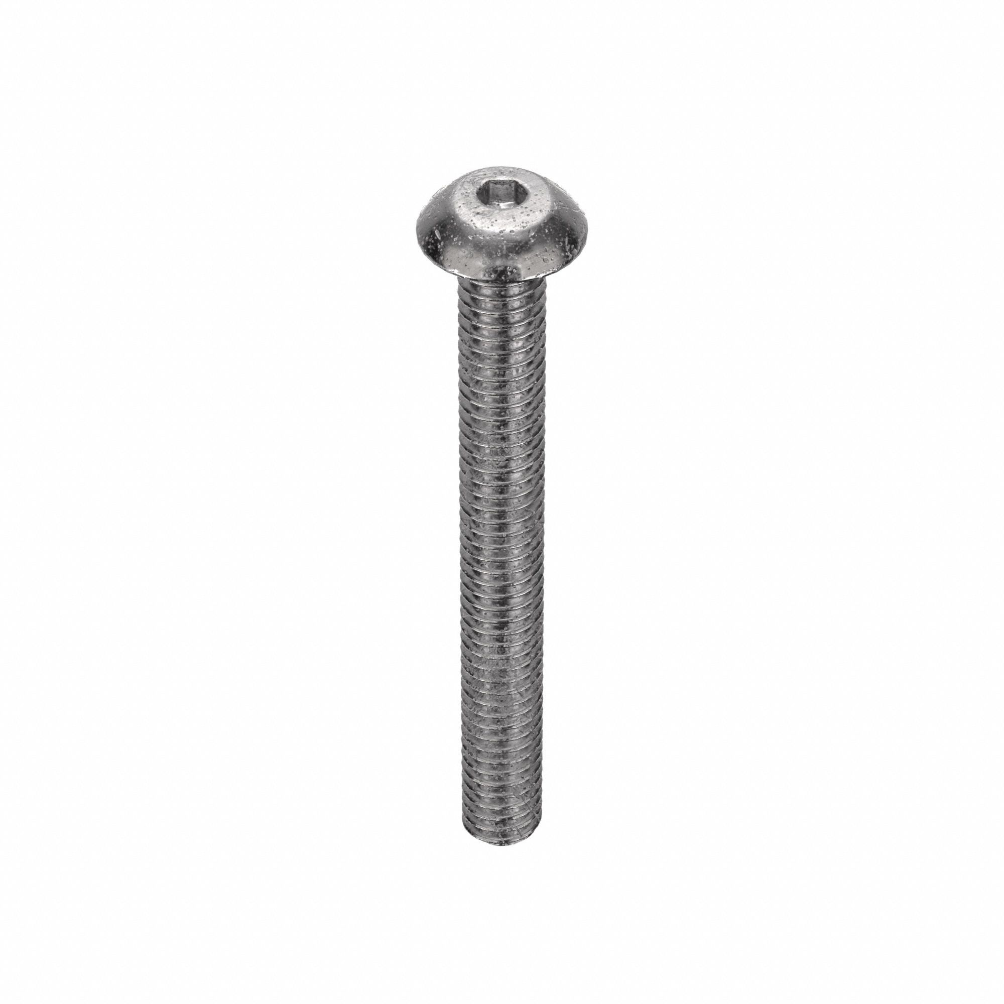 Socket Head Cap Screw: #8-32 Thread Size, 1 1/2 in Lg, Button, Plain, Stainless Steel, 18-8, 100 PK