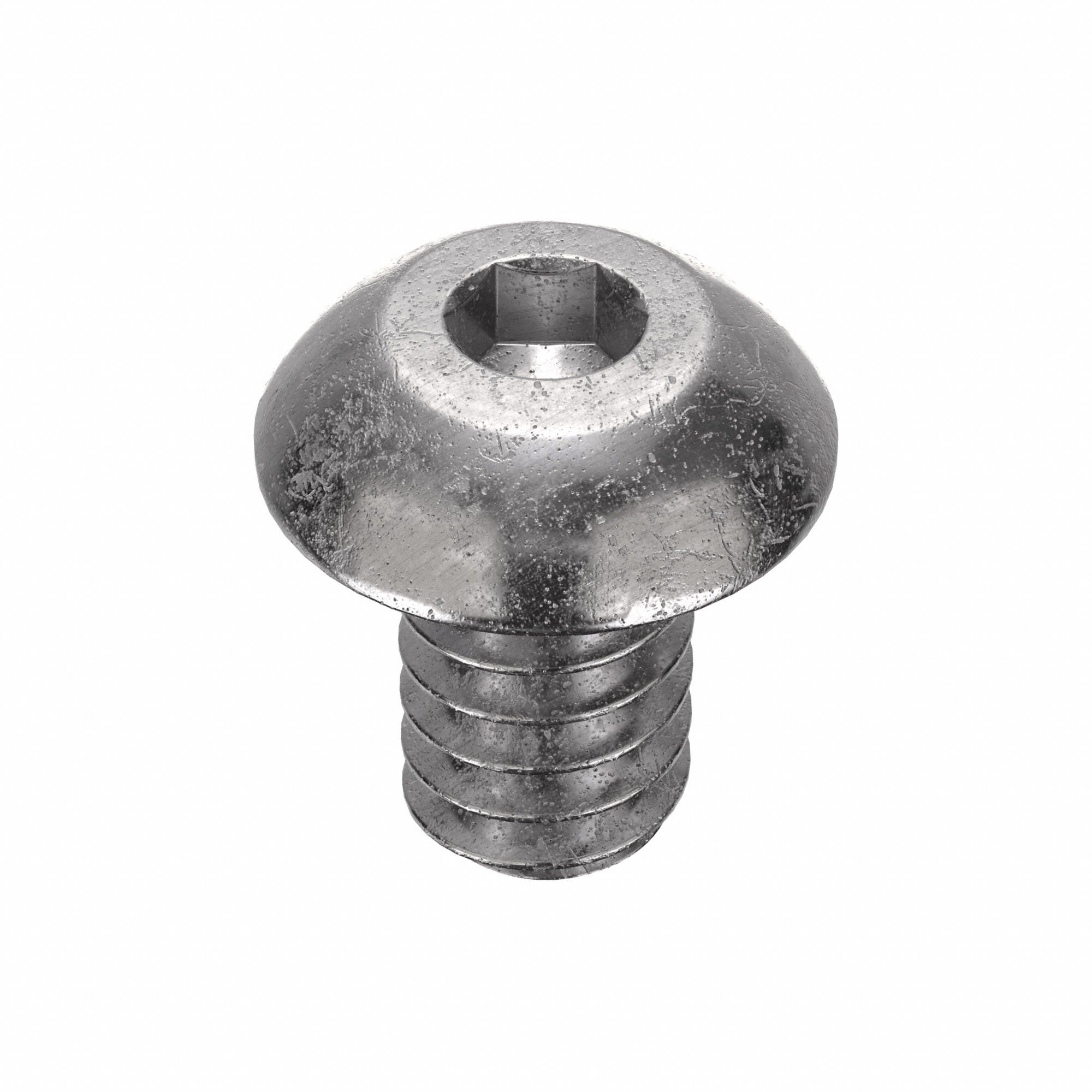Socket Head Cap Screw: #10-24 Thread Size, 5/16 in Lg, Button, Plain, Stainless Steel, 18-8, 100 PK