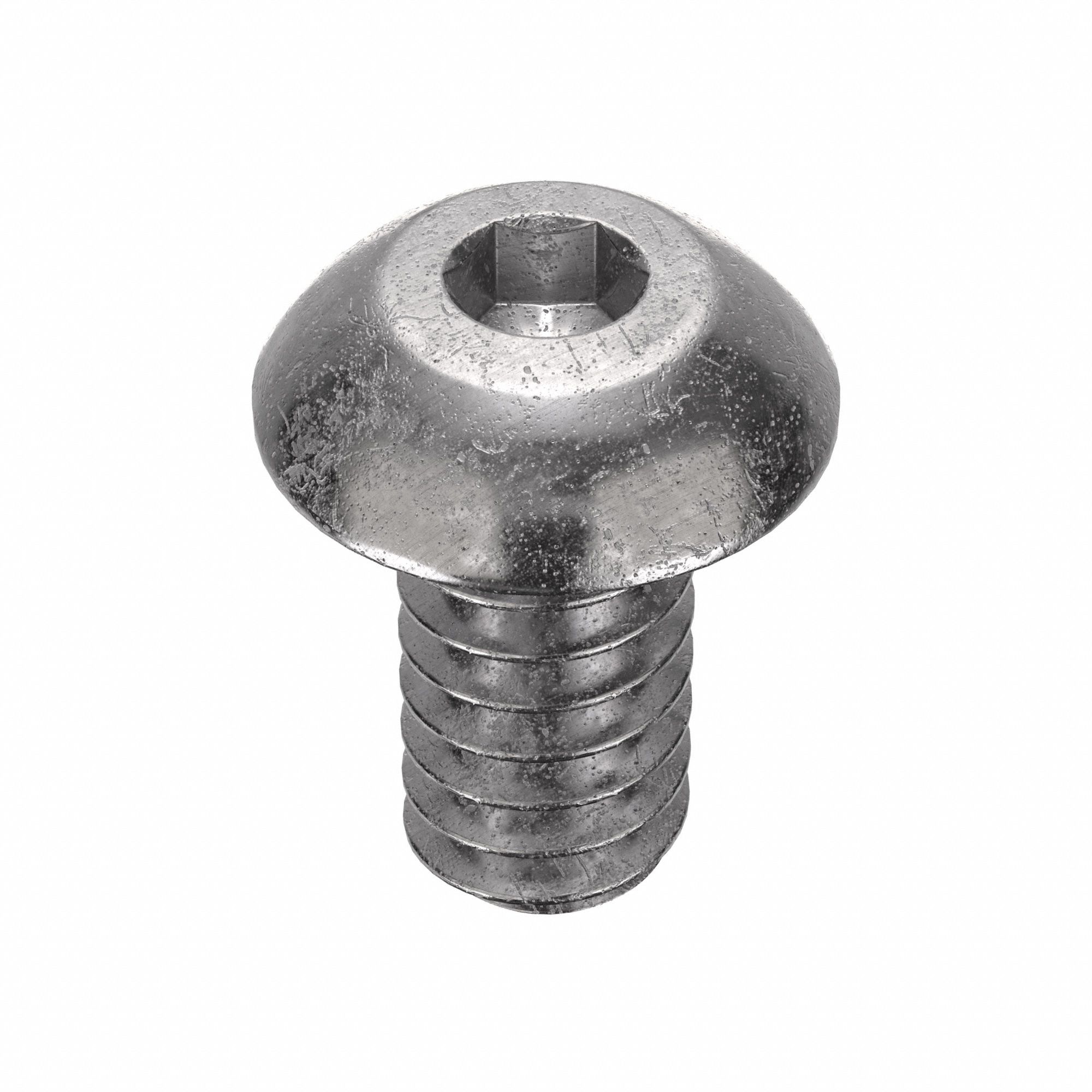 Socket Head Cap Screw: #10-24 Thread Size, 3/8 in Lg, Button, Plain,  Stainless Steel, 18-8, 100 PK