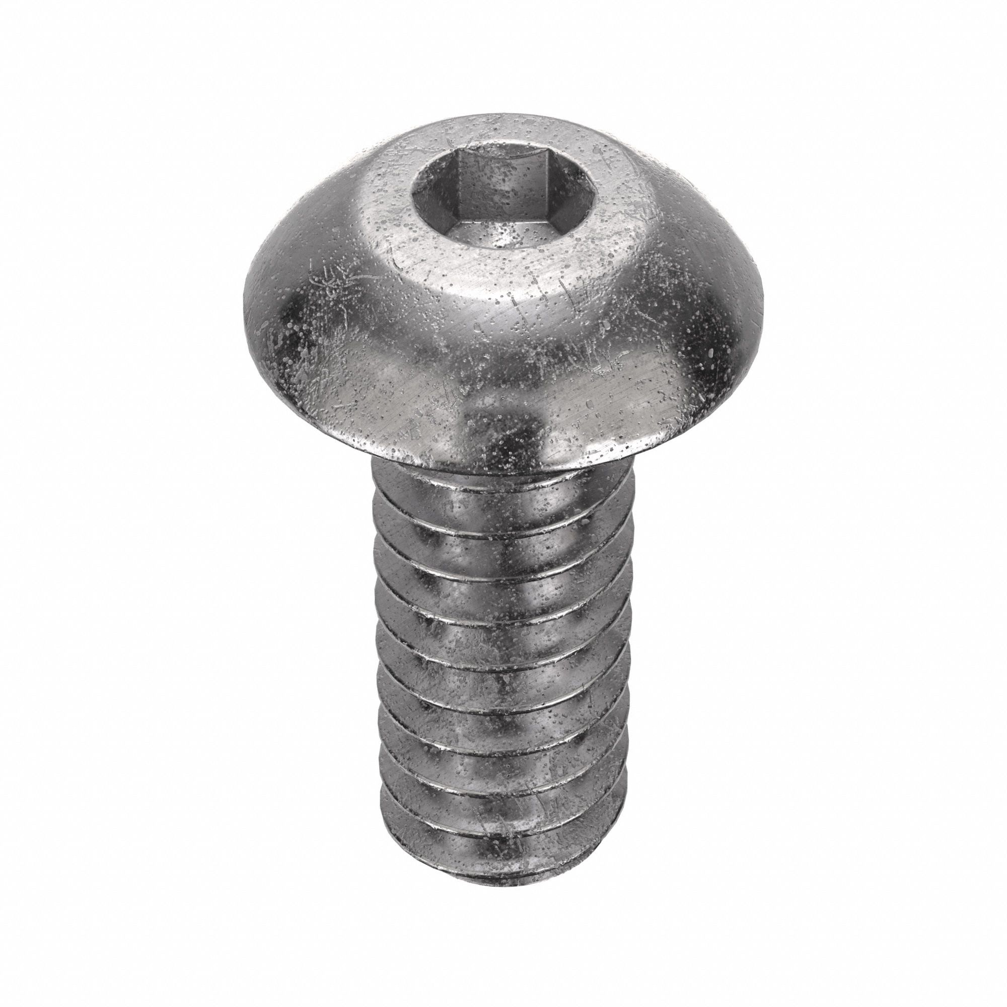 Socket Head Cap Screw: #10-24 Thread Size, 1/2 in Lg, Button, Plain, Stainless Steel, 18-8, 100 PK