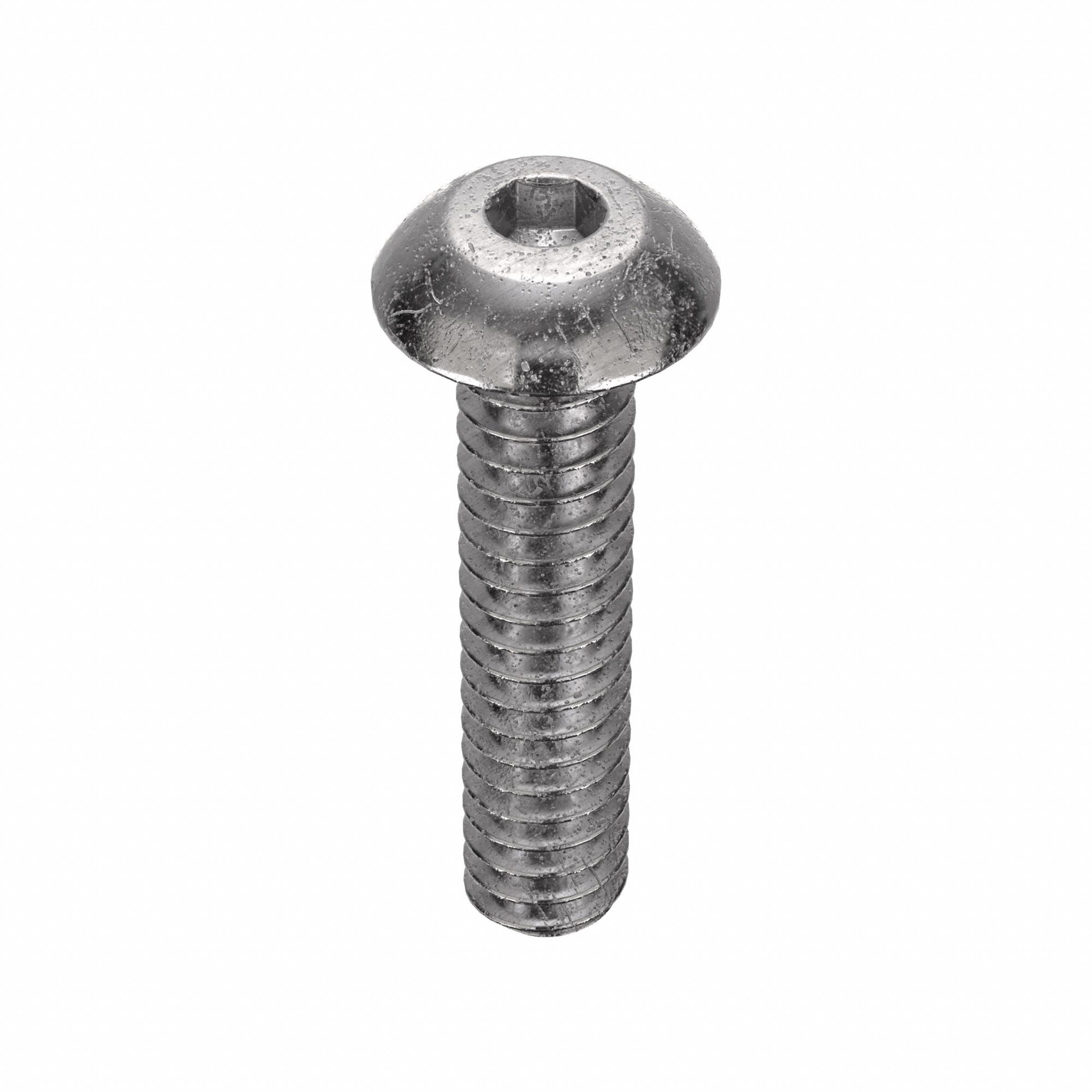 Socket Head Cap Screw: #10-24 Thread Size, 7/8 in Lg, Button, Plain, Stainless Steel, 18-8, 100 PK