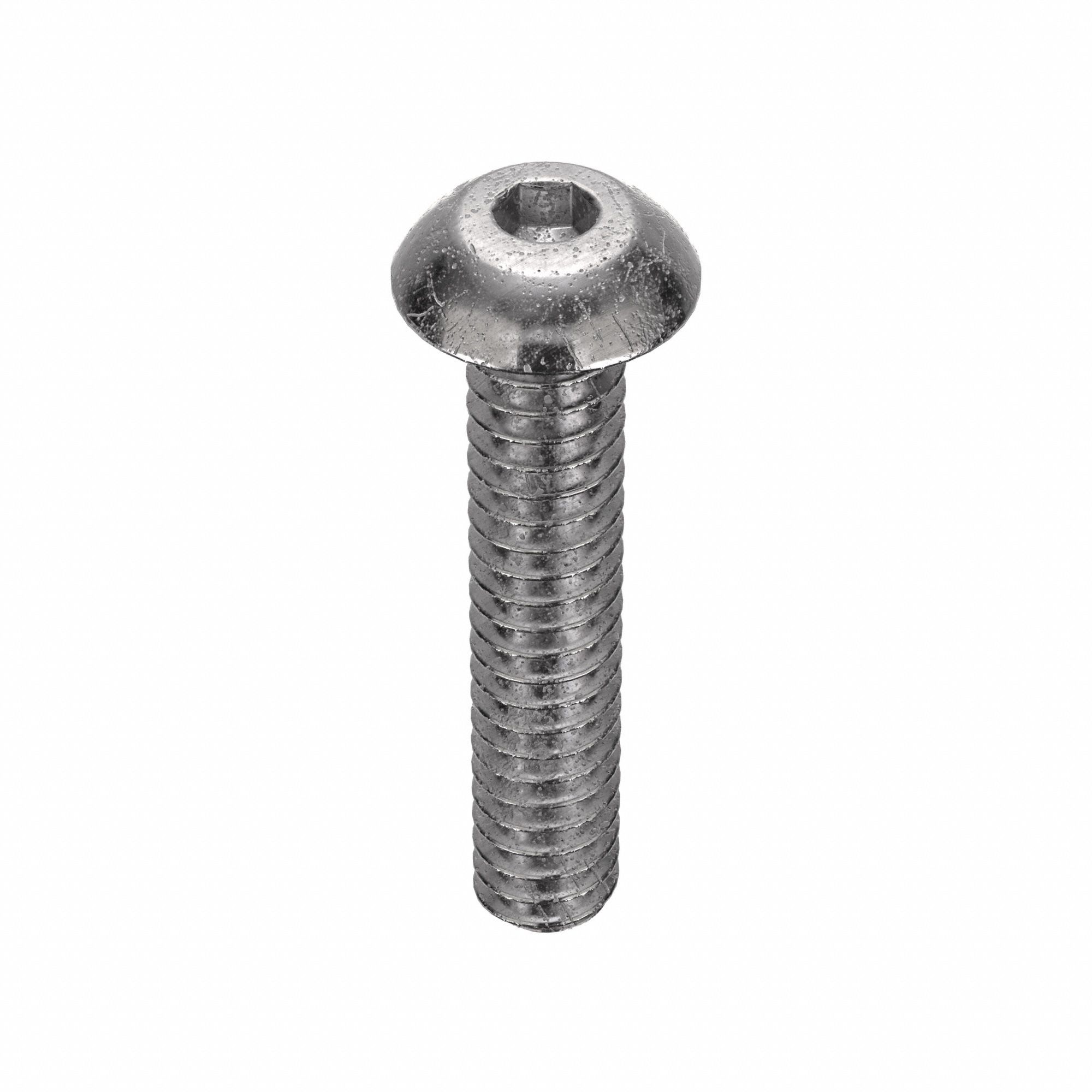 Socket Head Cap Screw: #10-24 Thread Size, 1 in Lg, Button, Plain, Stainless Steel, 18-8, 100 PK