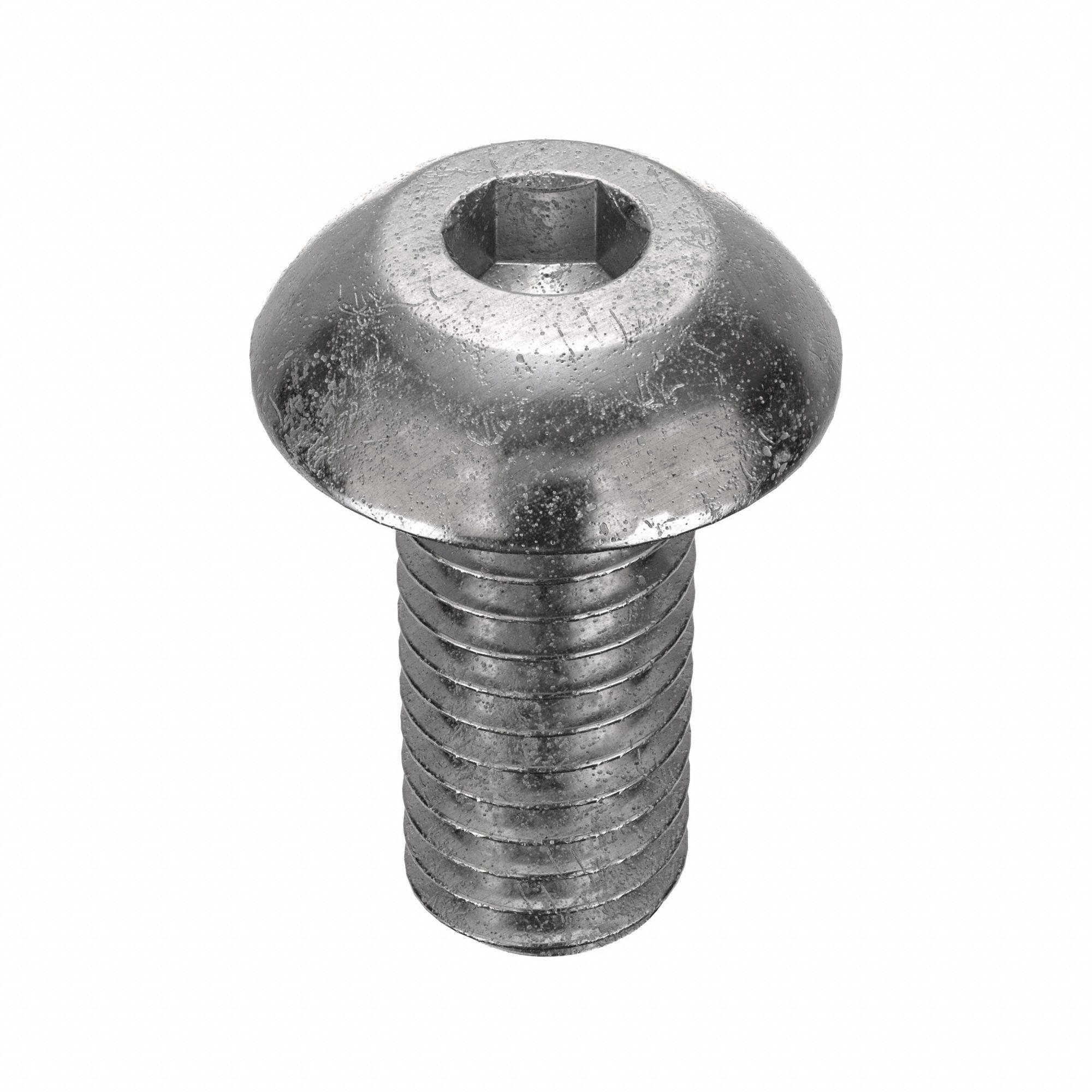 Socket Head Cap Screw: #10-32 Thread Size, 7/16 in Lg, Button, Plain, Stainless Steel, 18-8, 100 PK