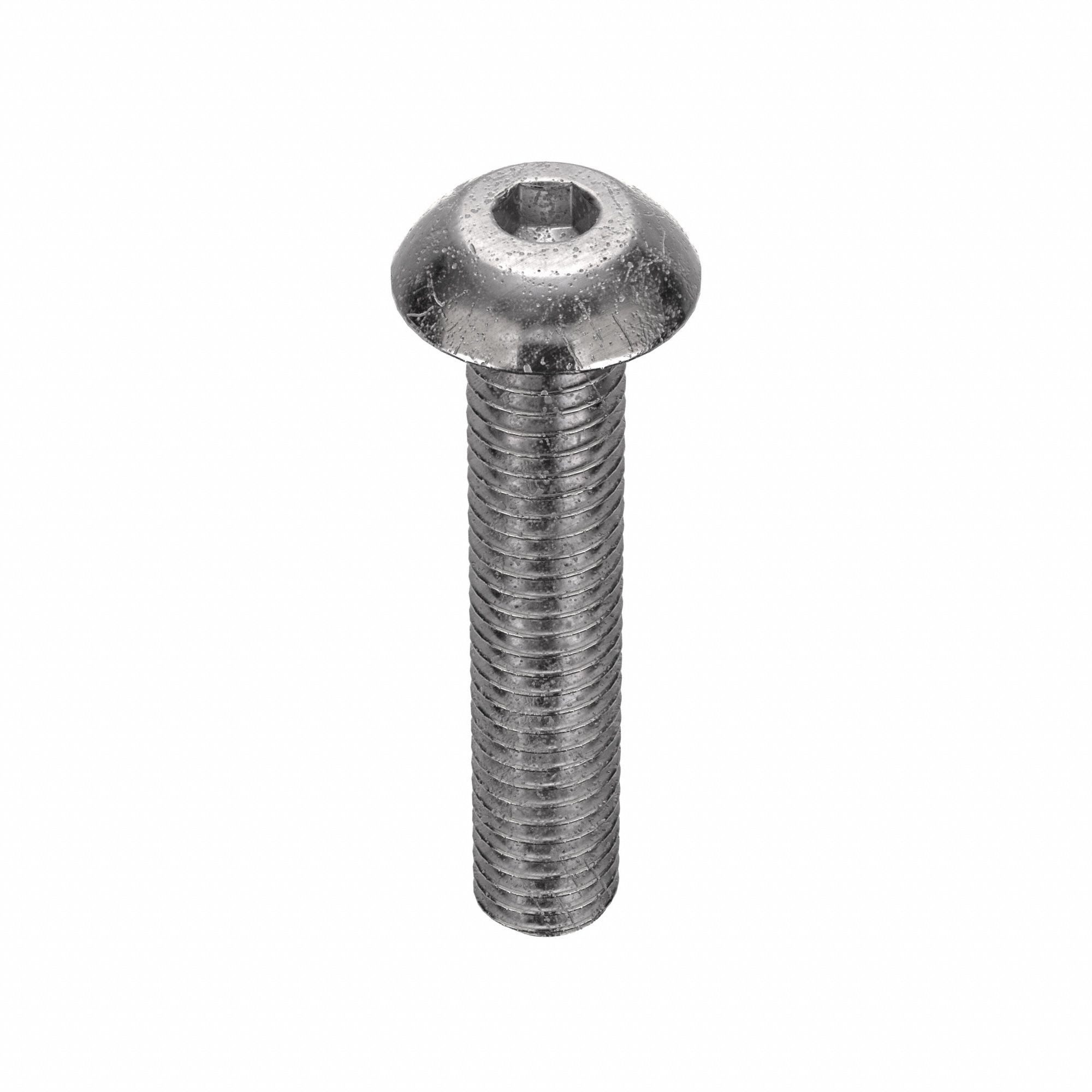 Socket Head Cap Screw: #10-32 Thread Size, 1 in Lg, Button, Plain, Stainless Steel, 18-8, 100 PK