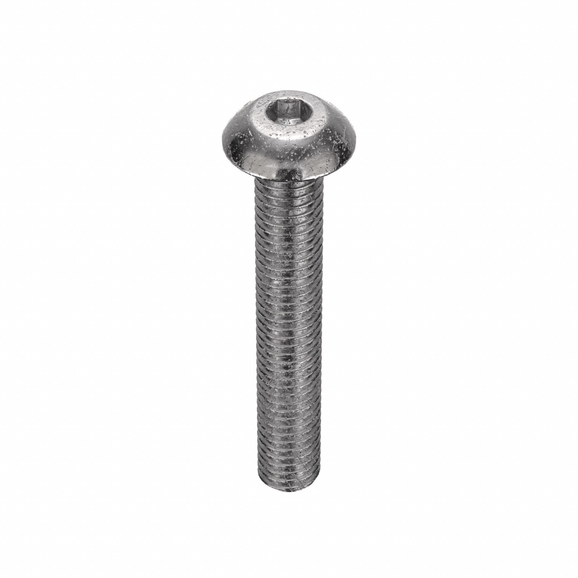 Socket Head Cap Screw: #10-32 Thread Size, 1 1/4 in Lg, Button, Plain, Stainless Steel, 18-8, 100 PK