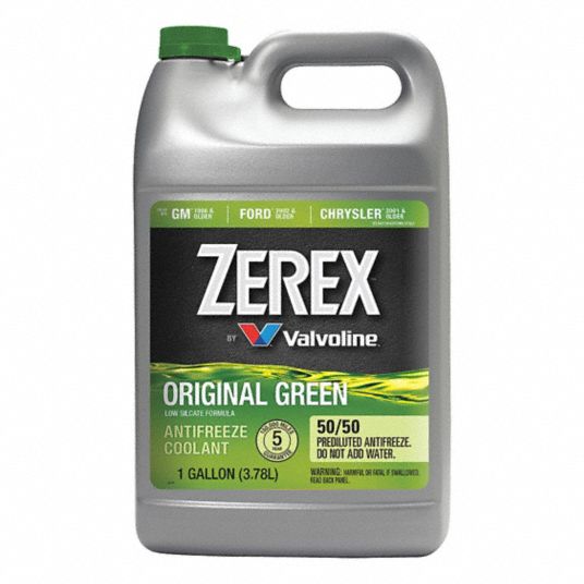 ZEREX Antifreeze Coolant: Pre-Diluted 50/50, 1 gal Container Size, Green,  IAT, Ethylene Glycol