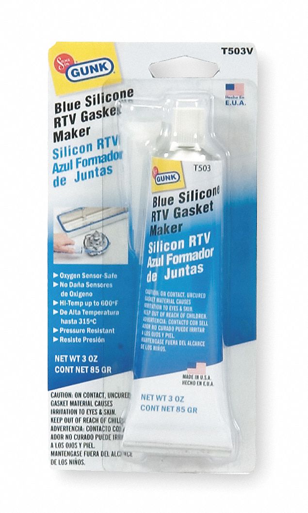 RTV Silicone Sealant, 0° to 450°F Temp. Range, Full Cure 24 hr, Blue, 3