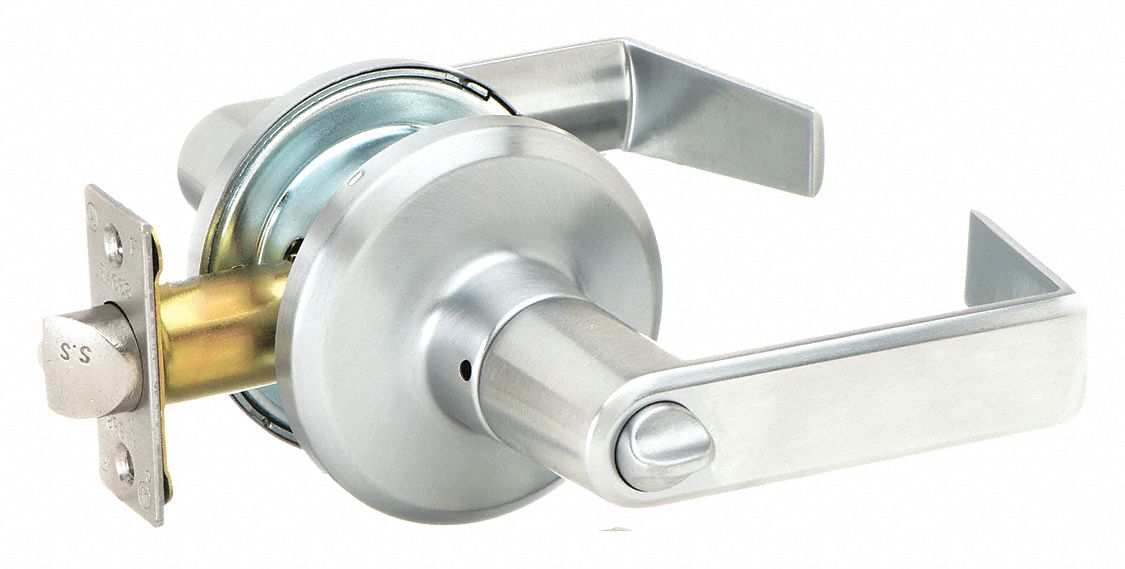 Door Lockset: Office Lever Locksets, Chrome, ADA Compliant, SFIC