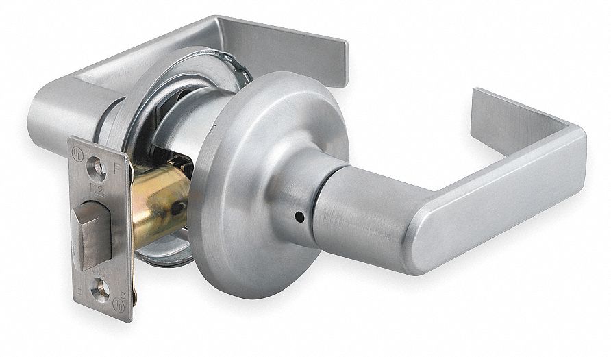 Door Lockset: Passage Lever Locksets, Chrome, ADA Compliant, SFIC