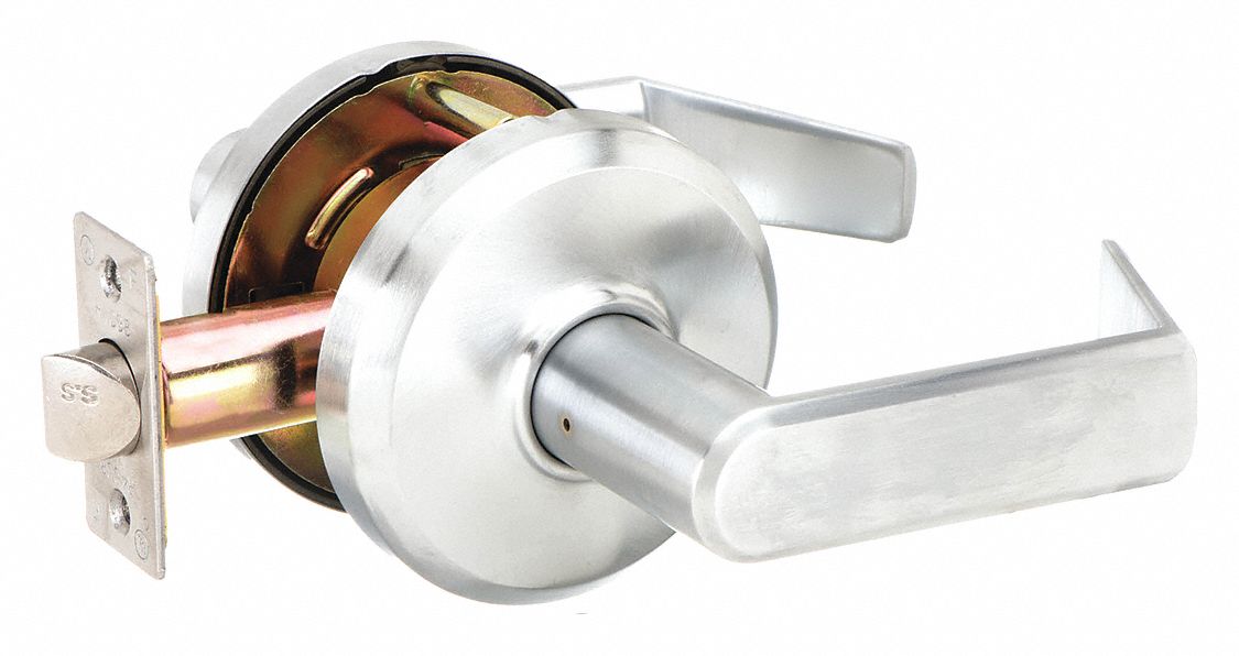 Door Lockset: Passage Lever Locksets, Chrome, ADA Compliant, SFIC
