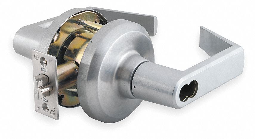 Door Lockset: Storeroom Lever Locksets, Chrome, ADA Compliant, SFIC