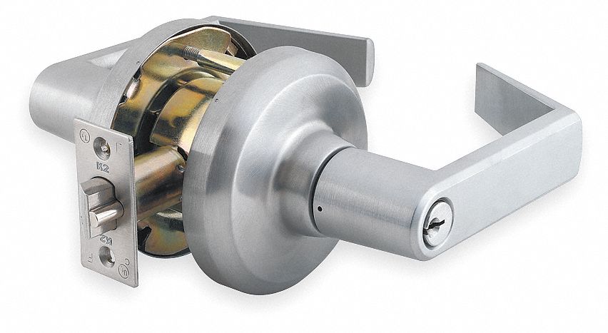Door Lockset: Storeroom Lever Locksets, Chrome, ADA Compliant, SFIC