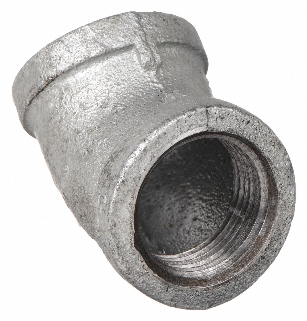 45 °  ELBOW: MALLEABLE IRON, 1½ IN X 1½ IN, NPT X NPT THREAD, CLASS 150