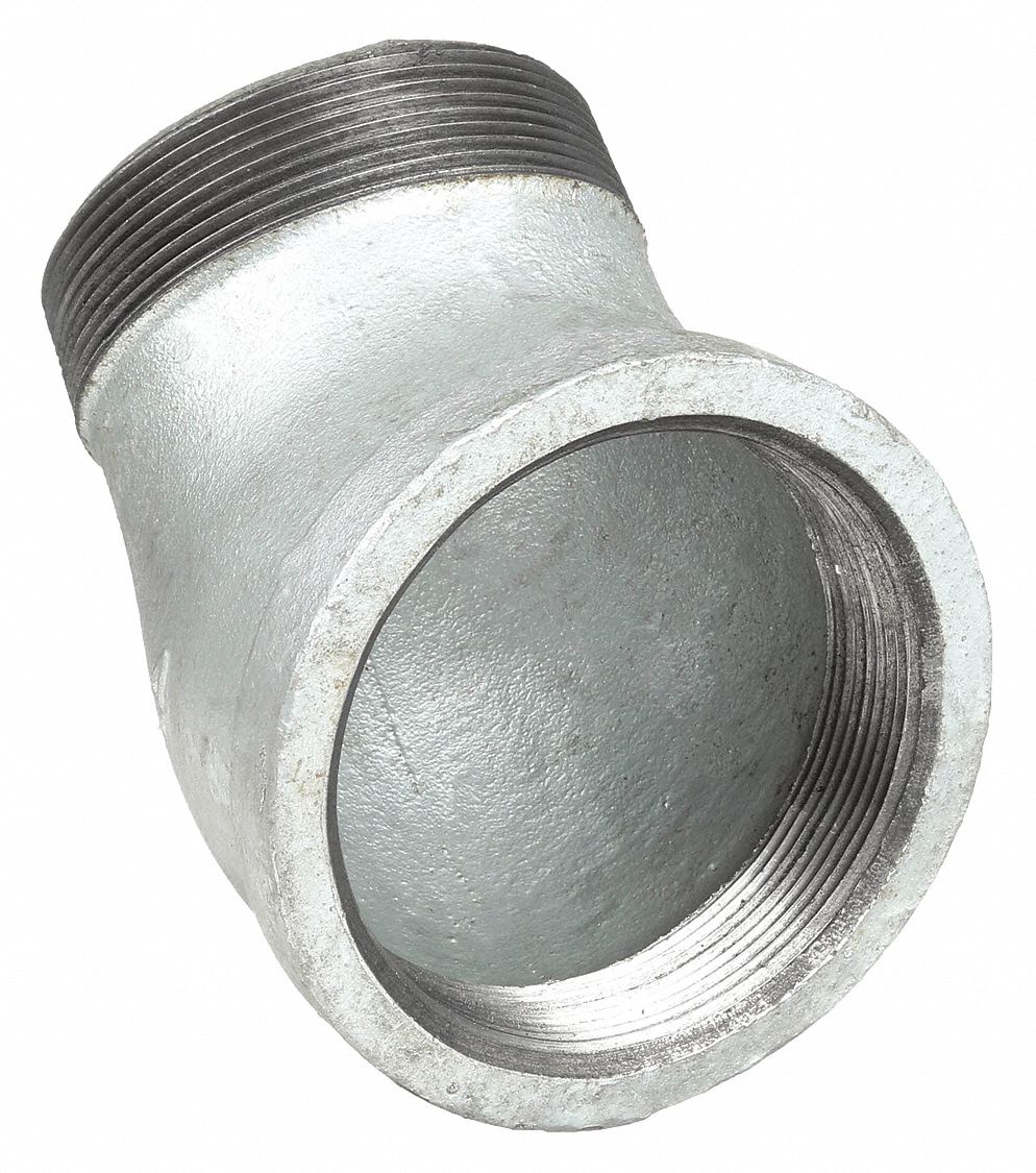 45° Street Elbow: Malleable Iron, 4 in x 4 in, NPT x NPT, Class 150